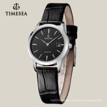 Women′s Quartz Watch with Black Leather Strap 71014